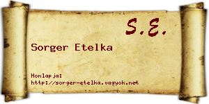 Sorger Etelka névjegykártya